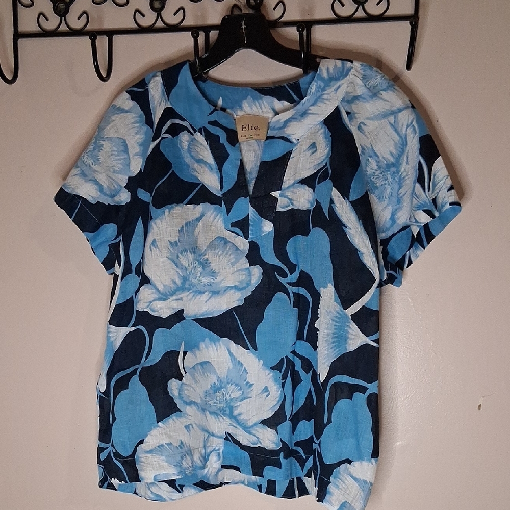 Elle Blue and White Floral Blouse